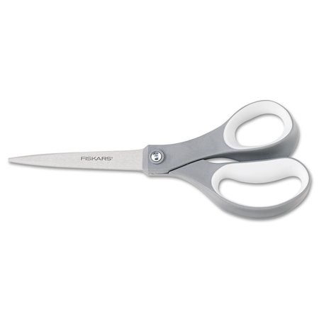 FISKARS Contoured Performance Scissors, 8" Long, 3.13" Cut Length, Gray Straight Handle 116000-1005